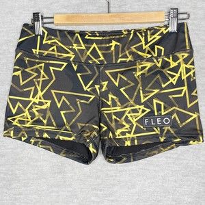 Fleo Shorts Size Medium 3.5 Inseam Black Yellow Gym CrossFit Weightlifting